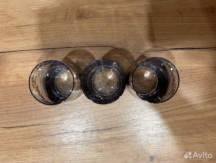 Стакан синее стекло, Чехословакия,роспись золотом