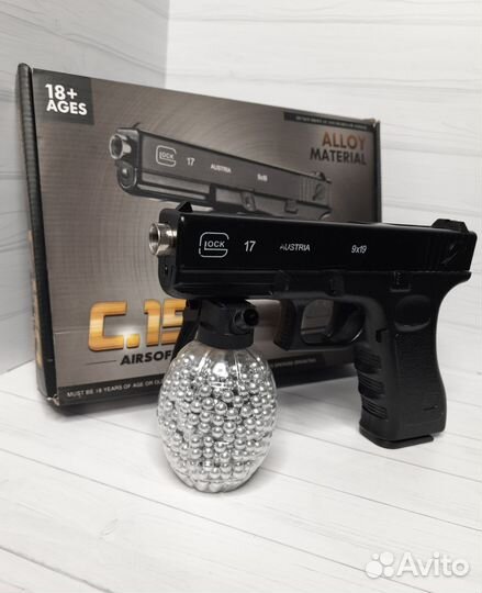 Детский пистолет металлический Glock17