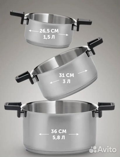Набор кастрюль polaris новый 6 предметов