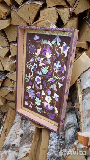 Поднос деревянный с ручками