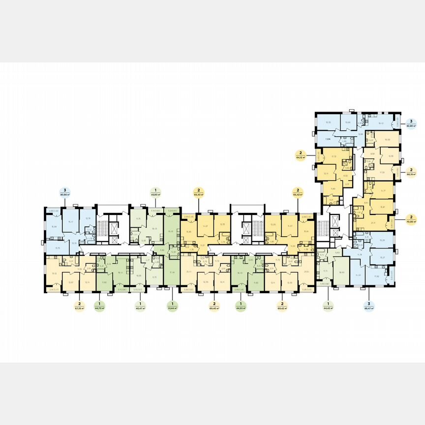 2-к. квартира, 66,1 м², 15/19 эт.