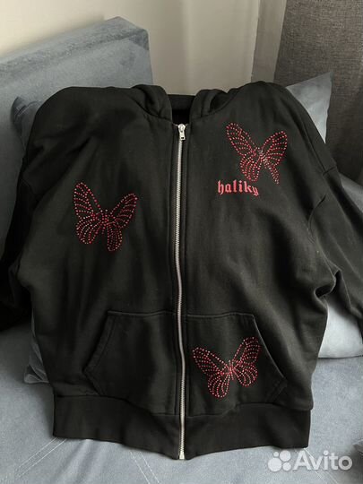 Худи haliky Red Swarovski Butterflies Zip Hoodie