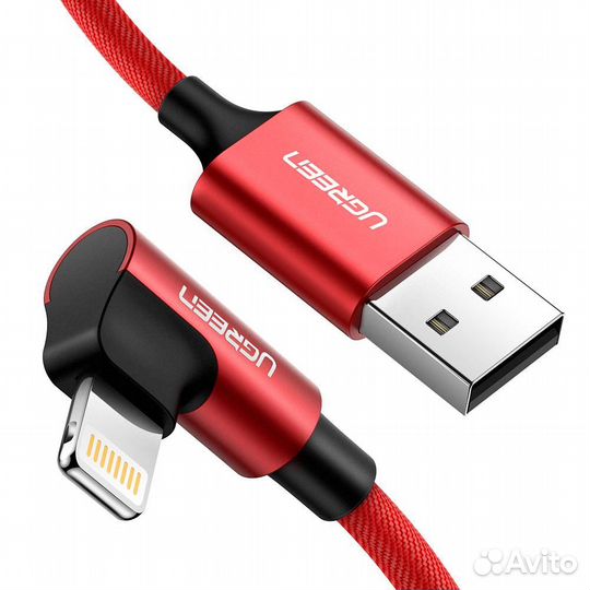 Кабель Lightning-USB 2.0 (угол 90) 1,00 м., красны