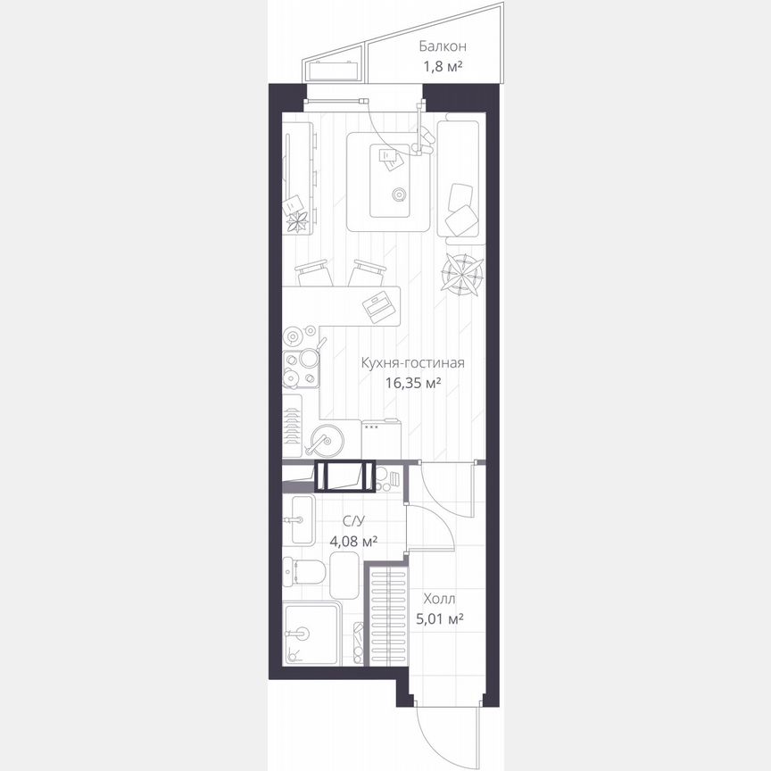 Квартира-студия, 26 м², 9/11 эт.