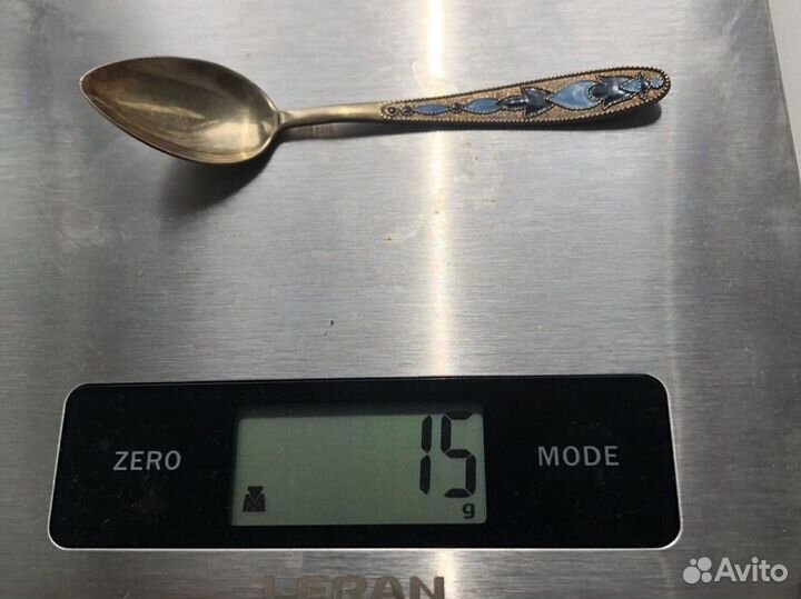 Ложка чайная малая с эмалями, серебро 875, СССР