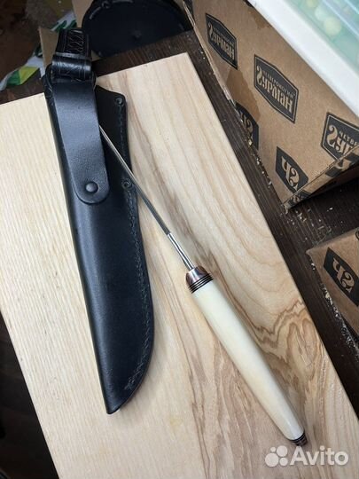 Кованнй нож рукоять бивень моржа