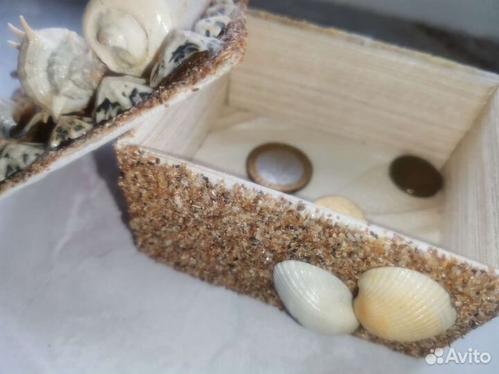 Коробка декоративная для мелочи, шкатулка морская