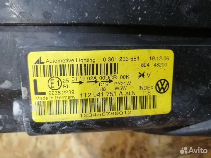 Фара Левая Правая Туран 1 Рестайлинг Ксенон пара