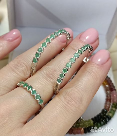 Серьги конго изумруды