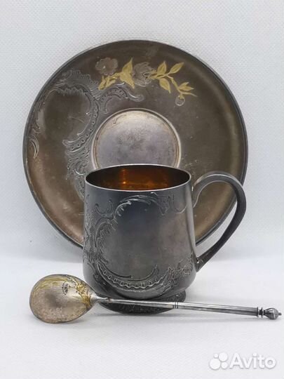 Кофейная пара серебро Фаберже