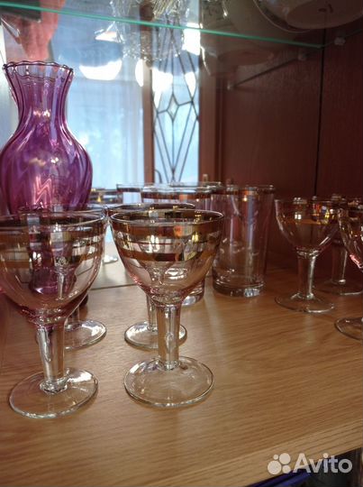 Советская посуда. Рюмки, стаканы, вазочка СССР