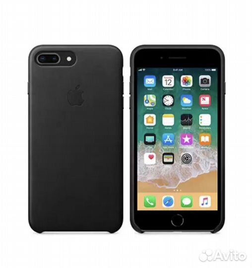 Чехол Apple Leather Case для iPhone 8/7 Plus чёрны