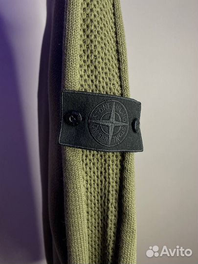Свитер Stone Island вертикальный карман хаки