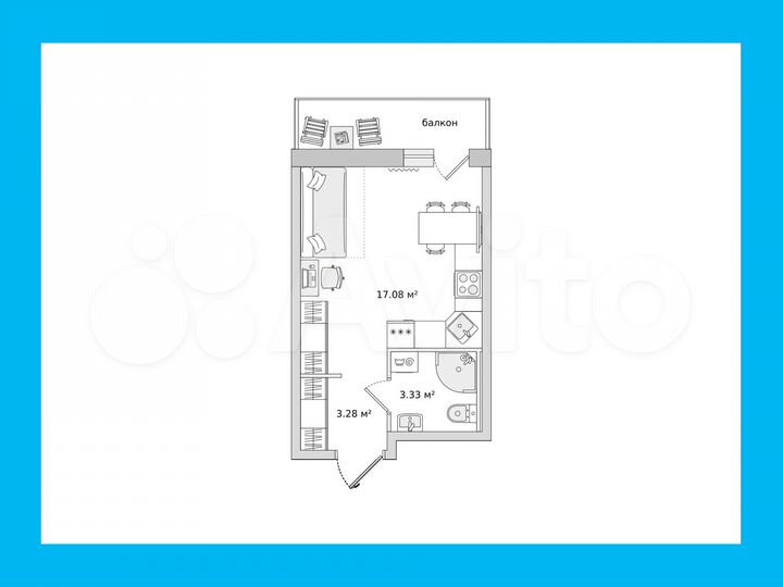 Квартира-студия, 28,5 м², 21/22 эт.