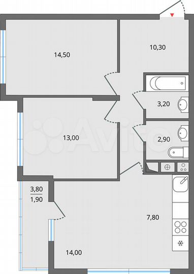 2-к. квартира, 40,9 м², 4/27 эт.