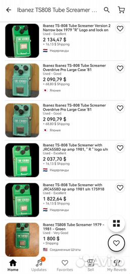 Педаль Ibanez Tube Screamer TS808 1980 года