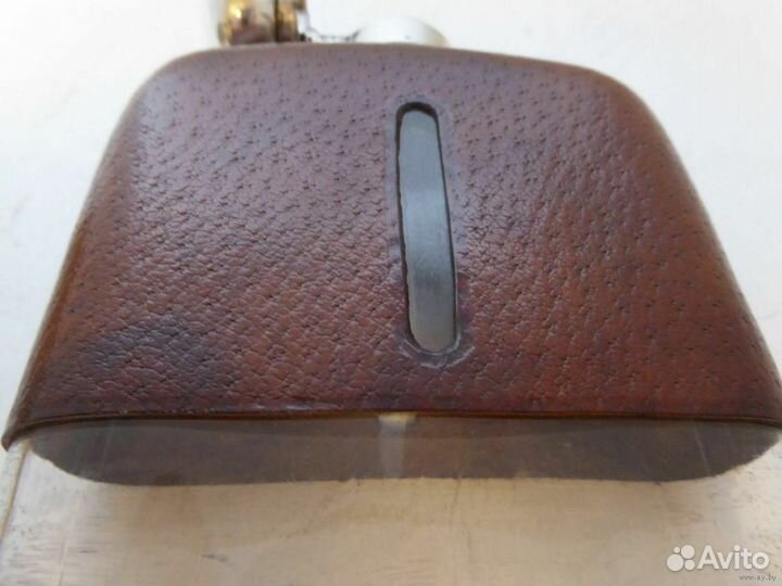 Фляжка серебрение стекло 1930 года в кожаном чехле