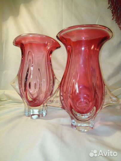 Вазы цветное гутное стекло, Чехия