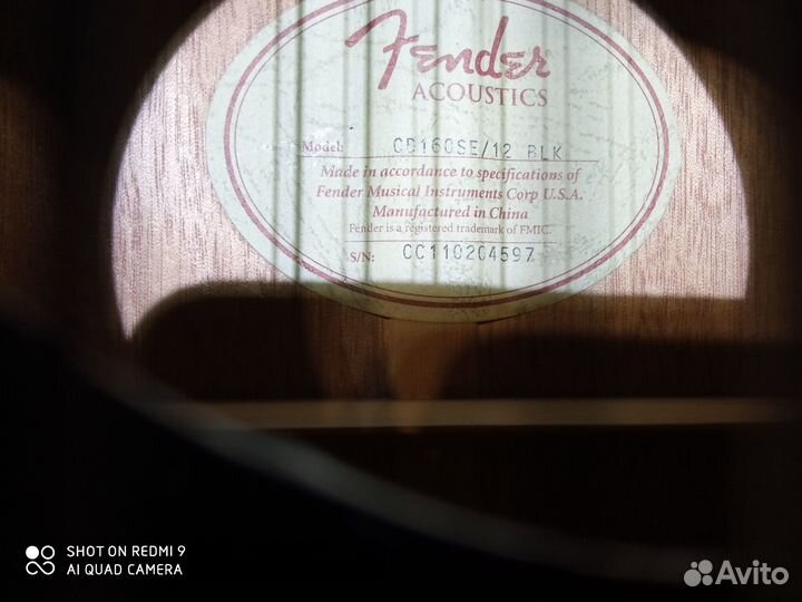 12-струнная гитара Fender CD 160SE