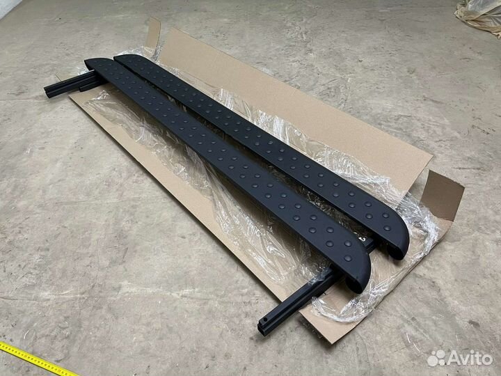 Пороги 2131 Нива Эксклюзив сталь+резинки черные