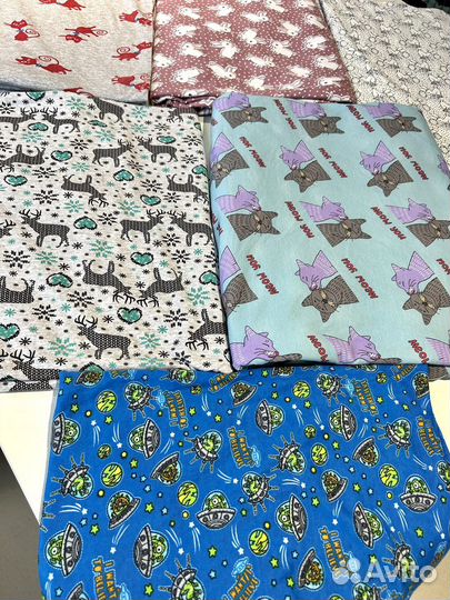 Ткань кулирка с принтами и однотон на вес