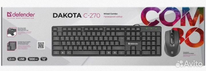 Набор клавиатура и мышь defender c-270