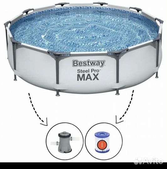 Каркасный бассейн Bestway, подогрев, фильтр, чехол