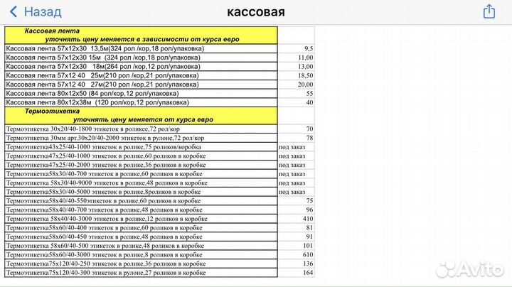 Кассовая лента 57мм