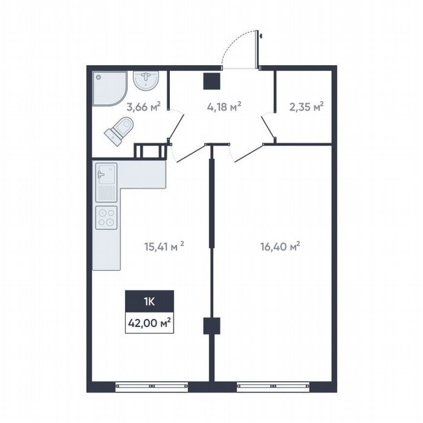 1-к. квартира, 42,1 м², 8/18 эт.