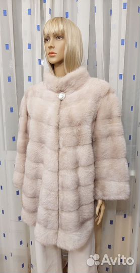Шуба норковая розовая пудра рубашка, ог-126 новая