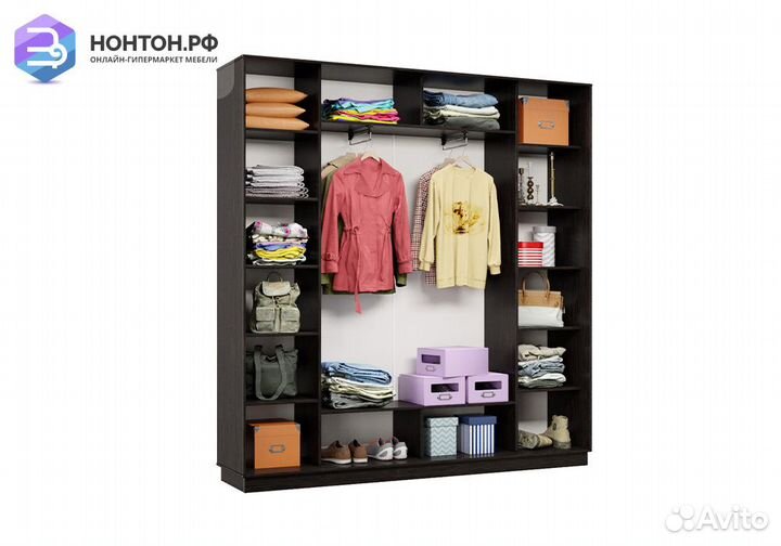 Шкаф-купе трёхдверный Приор с 1 зеркалом венге