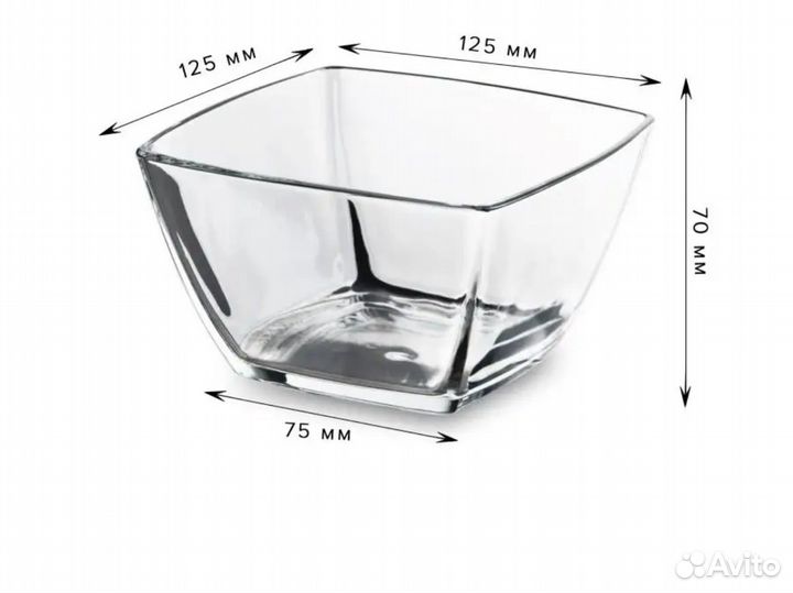 Салатник, чаша квадратная, набор 6 шт