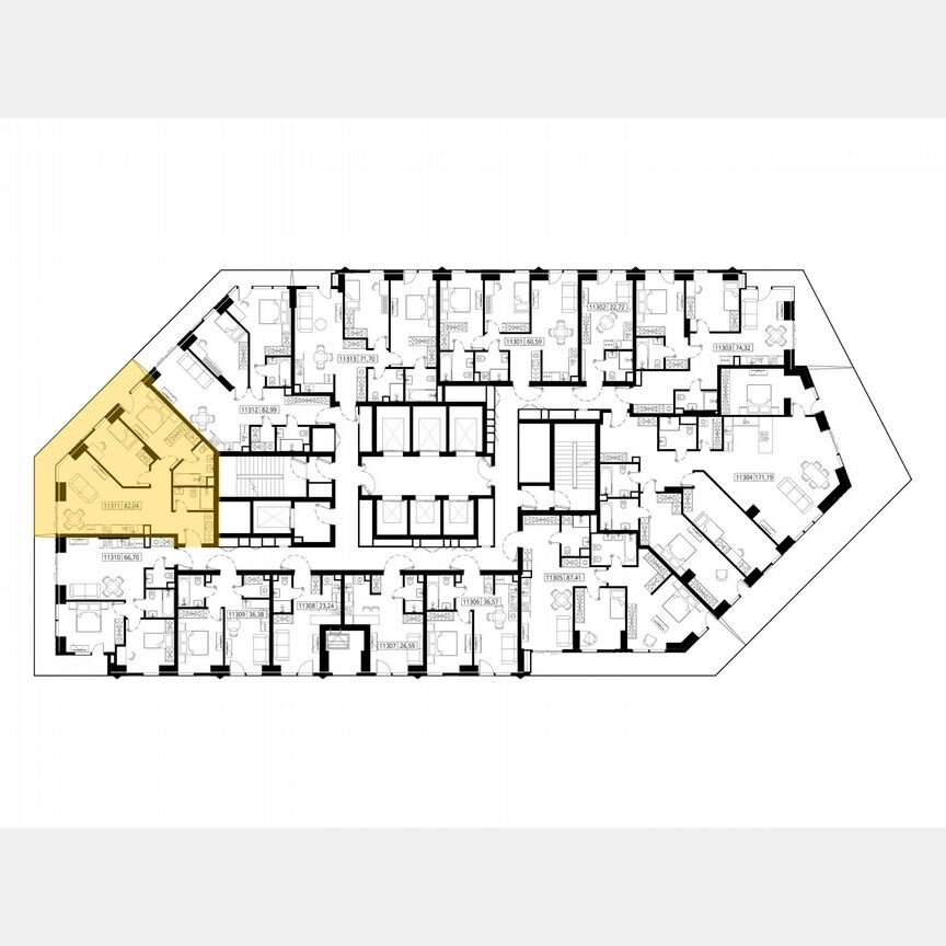 2-к. квартира, 81,8 м², 13/55 эт.
