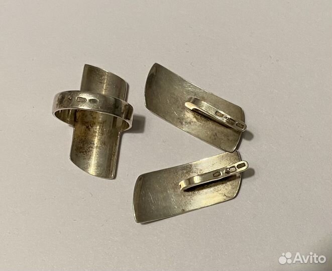 Винтажные серьги кольцо 17 мм серебро чернь