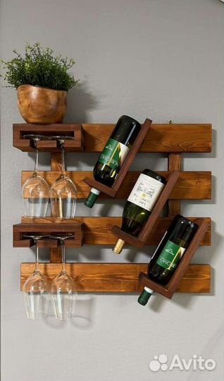 Полка для вина (винница) из массива дерева