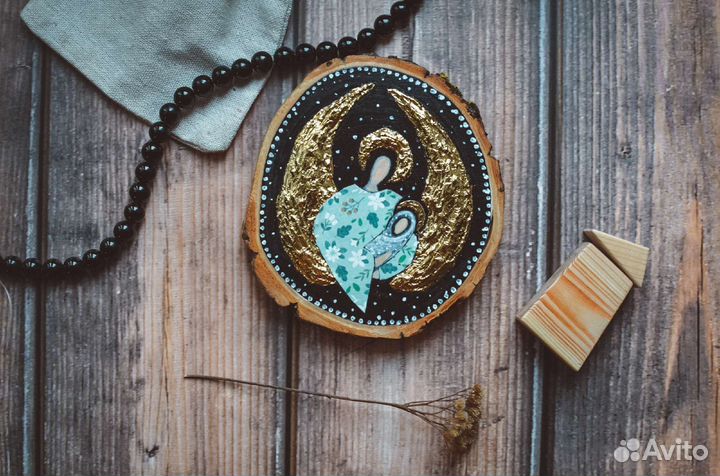 Роспись по дереву, картина на спиле, Ангел