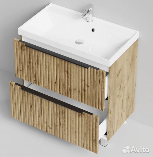 Тумба с раковиной Дольчи 80см напольный, дуб торту