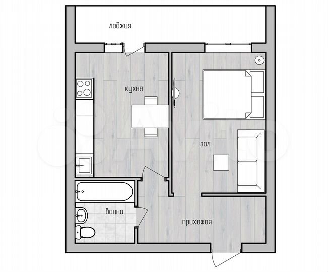 1-к. квартира, 44 м², 5/9 эт.