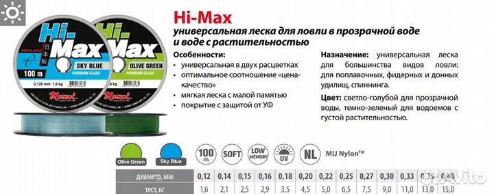 Леска Momoi Hi-Max 0,50мм,23,0кг100 м,3шт