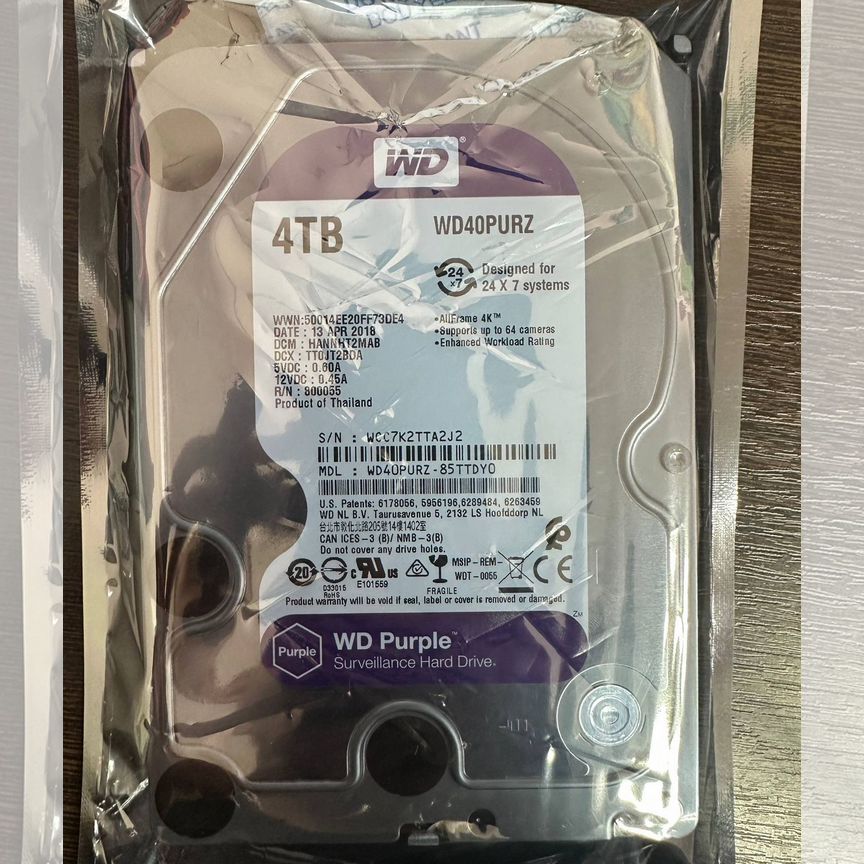 [WD40PURZ] Жесткий Диск Wd Purple 4 Tb ()