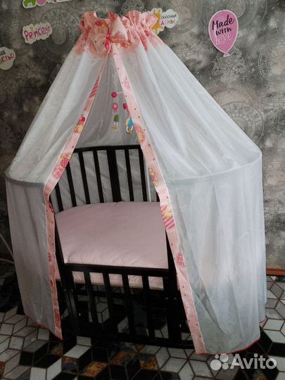 Детская кроватка трансформер с маятником