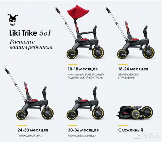 Детский велосипед Luxmom с ручкой, складной