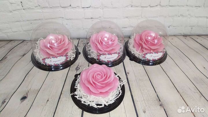 Роза из мыла в куполе, роза в колбе