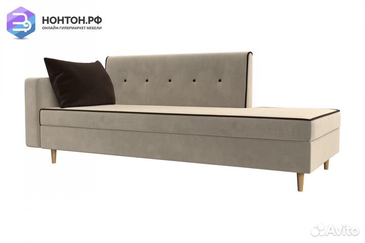 Тахта Селена микровельвет бежевый / коричневый