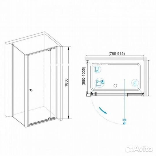 Душевой уголок регулируемый RGW Passage PA-44B (80-90) x100 см