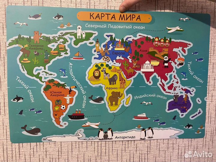 Карта мира, настольный коврик 38-58 см