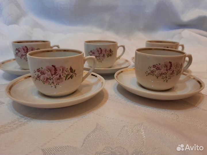 Кофейные чашки с блюдцами Вербилки СССР