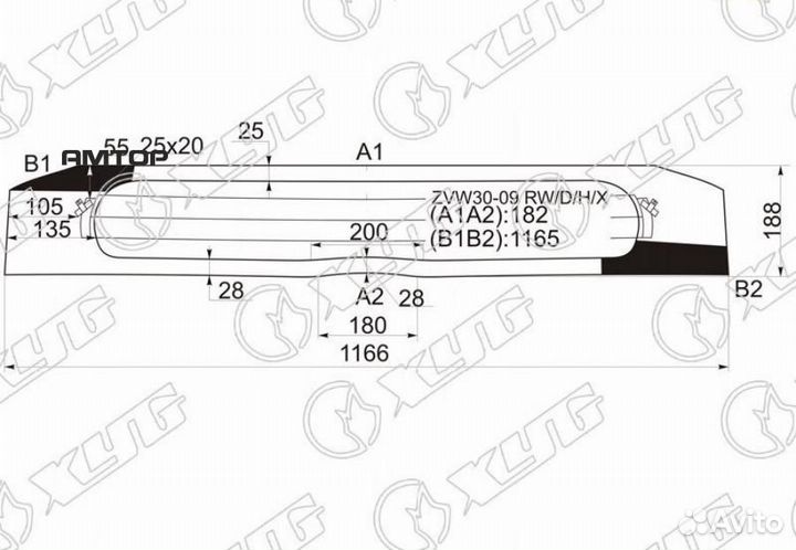 XYG ZVW30-09 RW/D/H/X Стекло заднее (нижняя часть)