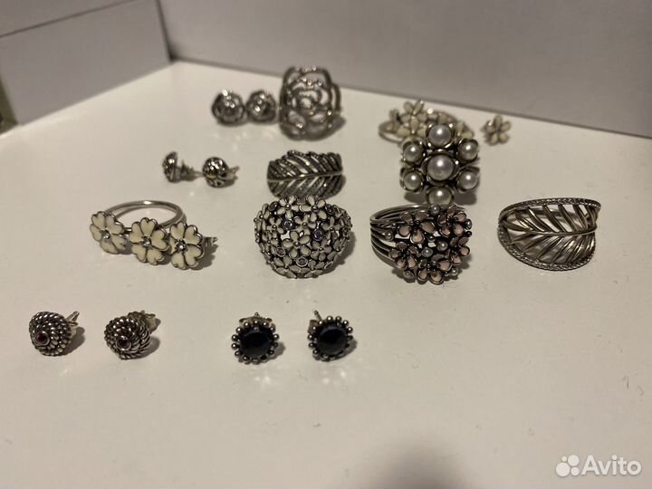 Украшения Пандора Кольца и Серьги серебро