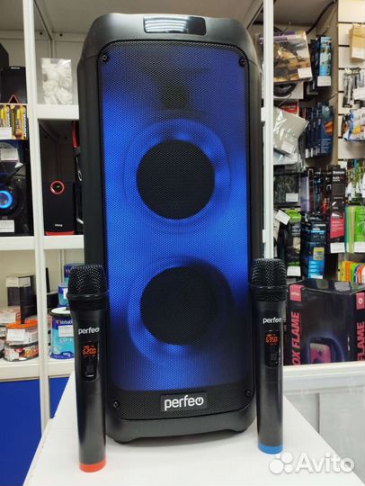 Колонка Портативная+2 бесп.микрофона perfeo новая